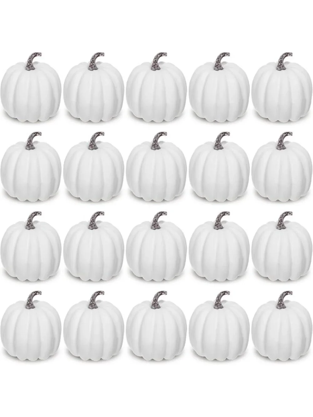 20 Pcs White Foam Artificial Pumpkins for Fall Harvest Decor - Autumn Home